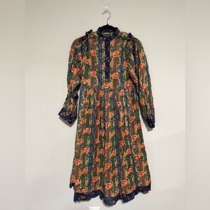 VTG Jody California Floral Boho Prairie Dress Size 8 60s 70s Retro XS
